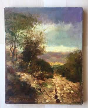 Simon Duiker - olieverf op doek - berkenboom op de heide verkocht voor € 135!