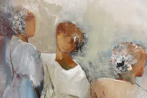 Annie Munsters - Olieverf op doek, Drie figuren - Ingelijst kopen? Bied vanaf 80!