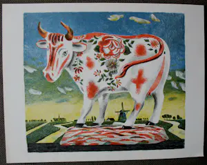 Herman Berserik - Kleurenlitho: De koe van Cara - 1986 kopen? Bied vanaf 150!