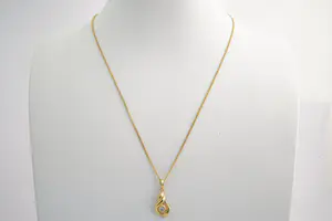 165 - Fijn 18Krt gouden gourmette collier mt (0.10ct) diamanten "Druppel" hanger kopen? Bied vanaf 260!