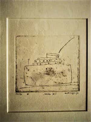 Hans Andringa - Beperkte oplage (32/69) Ets: Haven 31 Rotterdam - 1991 - fraai ingelijst verkocht voor € 20!