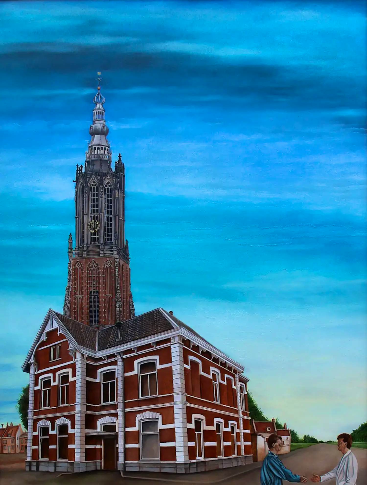 Paulus Verwey - Olieverf op doek: De Lange Jan en Villa Härtel in Amersfoort kopen? Bied vanaf 350!