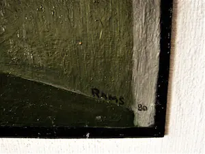 Willy Rams - Naïeve kunstenaar - olieverf 1980 - Abstrakte boom en huis- gesigneerd kopen? Bied vanaf 39!