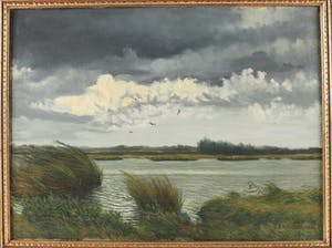 Carel Frederik Kellenbach - Plaslandschap met rietkragen kopen? Bied vanaf 120!