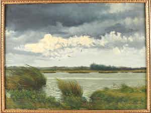 Carel Frederik Kellenbach - Plaslandschap met rietkragen verkocht voor € 120!