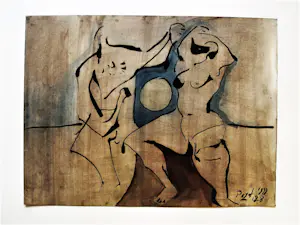 Niet of onleesbaar gesigneerd - Grote en boeiende gemengde techniek "Nude Moondance" gesigneerd kopen? Bied vanaf 1!