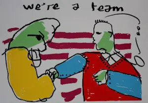 AcheterHerman Brood - zeefdruk: We're a team? Enchérissez de 295!