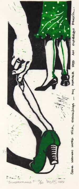 Niet of onleesbaar gesigneerd - Houtsnede, Silkstockings? verkocht voor € 10!