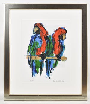Ellen Meuwese - Papegaaien - Ingelijste zeefdruk kopen? Bied vanaf 1!