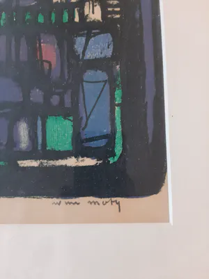 Wim Motz - Geometrisch abstracte compositie, litho kopen? Bied vanaf 55!