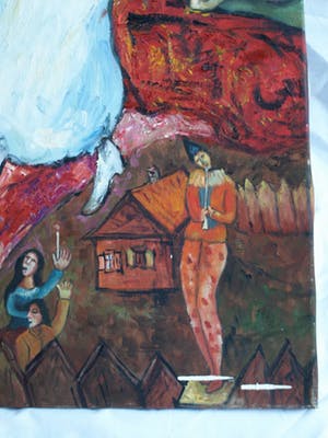 Niet of onleesbaar gesigneerd - (naar) Marc Chagall - Olieverf op doek, “Het bruidspaar” – Donkersloot Gallery kopen? Bied vanaf 1!