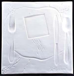 Roger Raveel - Porseleinen Kunstwerk - 2006 - handgesigneerd achterzijde verkocht voor € 250!