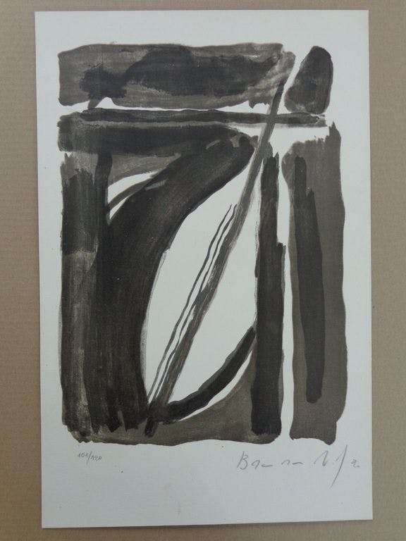 Bram van Velde - ABSTRACTIE / ZW-W LITHO / 52x34cm / SIG verkocht voor € 155!