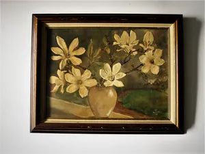 Jos Ruting - Mooie, in 1938 geschilderde Gouache "Magnolia in vensterbank" gesigneerd kopen? Bied vanaf 34!