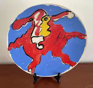 Peter Diem - Keramisch wandbord "Koe" Limited Edition 12/250 - Keramiek Schoonhoven verkocht voor € 20!