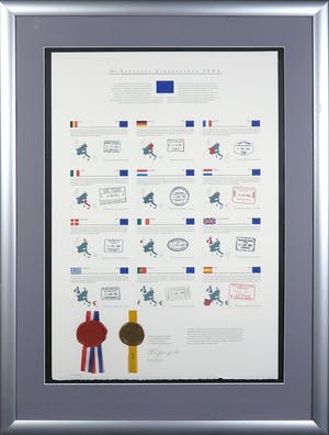 Cor Rappange - Litho, Oprichting E.E.G. met douane stempel - Ingelijst kopen? Bied vanaf 1!