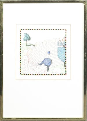 Niet of onleesbaar gesigneerd - Pentekening, Zonder titel - Ingelijst kopen? Bied vanaf 1!