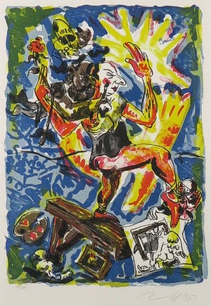 Jorg Immendorff - Litho, The Rake I - Ingelijst kopen? Bied vanaf 50!