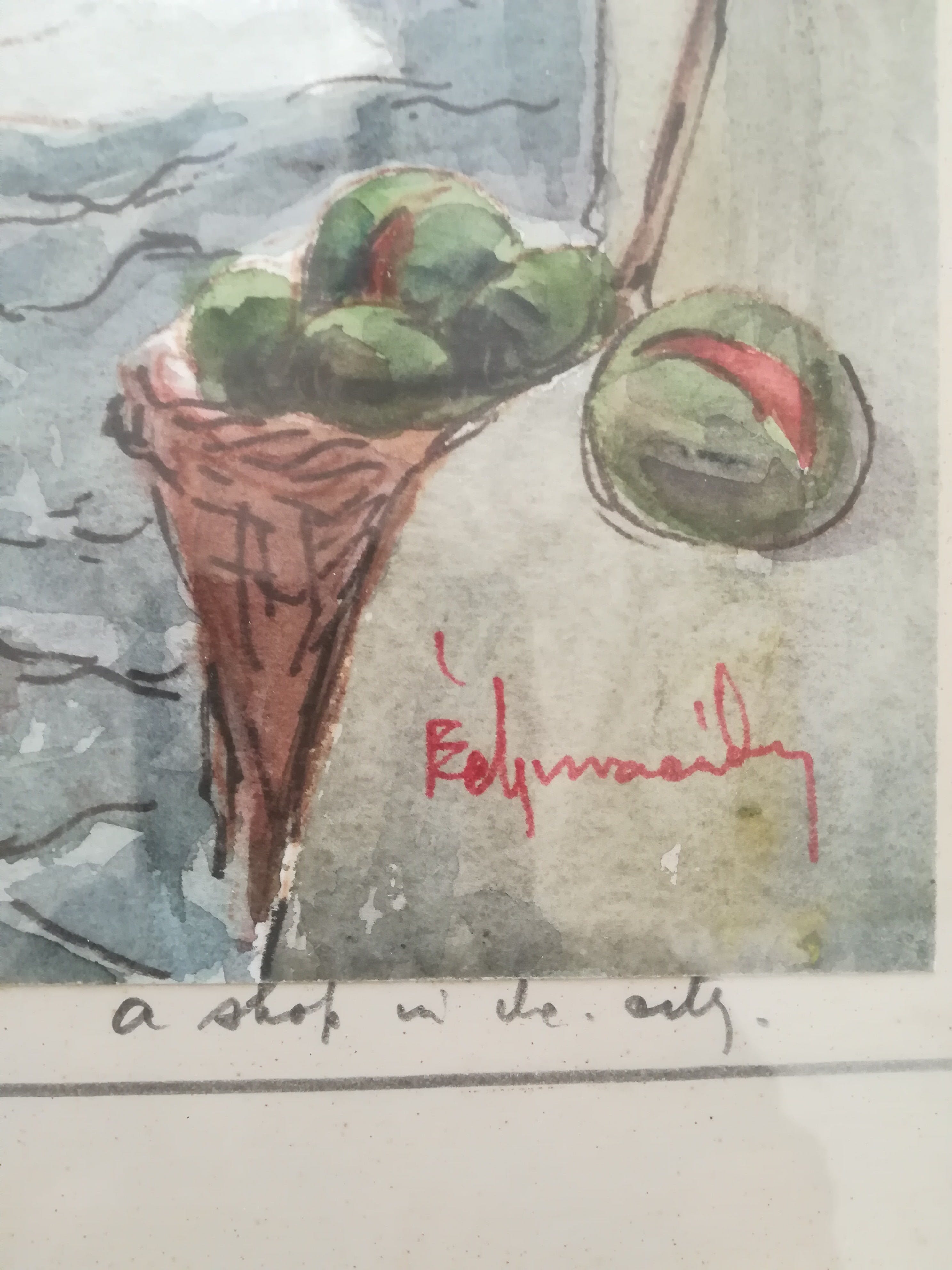 Niet of onleesbaar gesigneerd - Isle of Mykonos "A Shop in the alley"  kopen? Bied vanaf 1!