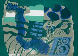 Jef Diederen - Litho, Compositie met groen en blauw kopen? Bied vanaf 60!