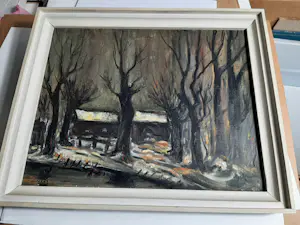 Jacques Mels - Olieverf op doek, winters landschap. kopen? Bied vanaf 80!