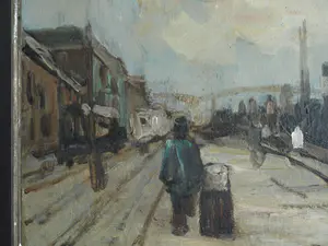 Niet of onleesbaar gesigneerd - Olieverf op doek , Aan de kade - ingelijst kopen? Bied vanaf 1!