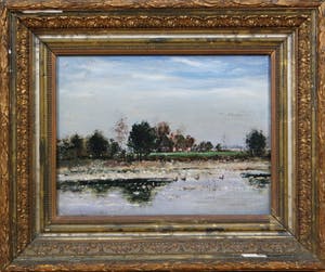 Jan Herman Coster - olieverf op doek - boerderij aan het water kopen? Bied vanaf 140!