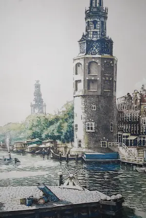 Cornelis Brandenburg - De Oude Schans, Amsterdam - kleurets kopen? Bied vanaf 60!