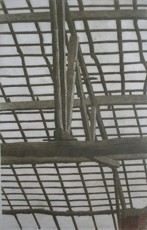 Antony van Lieshout - Grote ets "Dakspanten" uit kleine oplage kopen? Bied vanaf 50!
