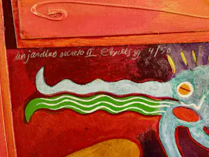 Clemens Briels - Handbewerkte zeefdruk Nr. 4 - Un jardiro secreto - op paneel kopen? Bied vanaf 375!