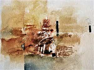 Francis Mean - Intrigerende gemengde techniek (zand,olieverf ea) "impressions du Maroc" gesign verkocht voor € 59!