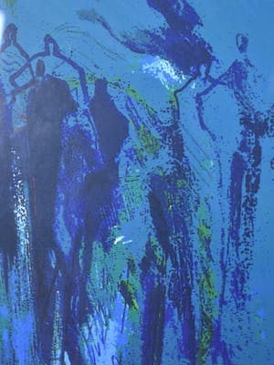 Mattie Schilders - Samenwerken - Twee zeefdrukken - Ingelijst - Groot kopen? Bied vanaf 50!