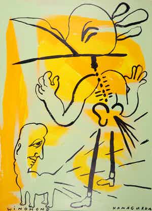Kamagurka - Acryl op papier, Windhond verkocht voor € 300!