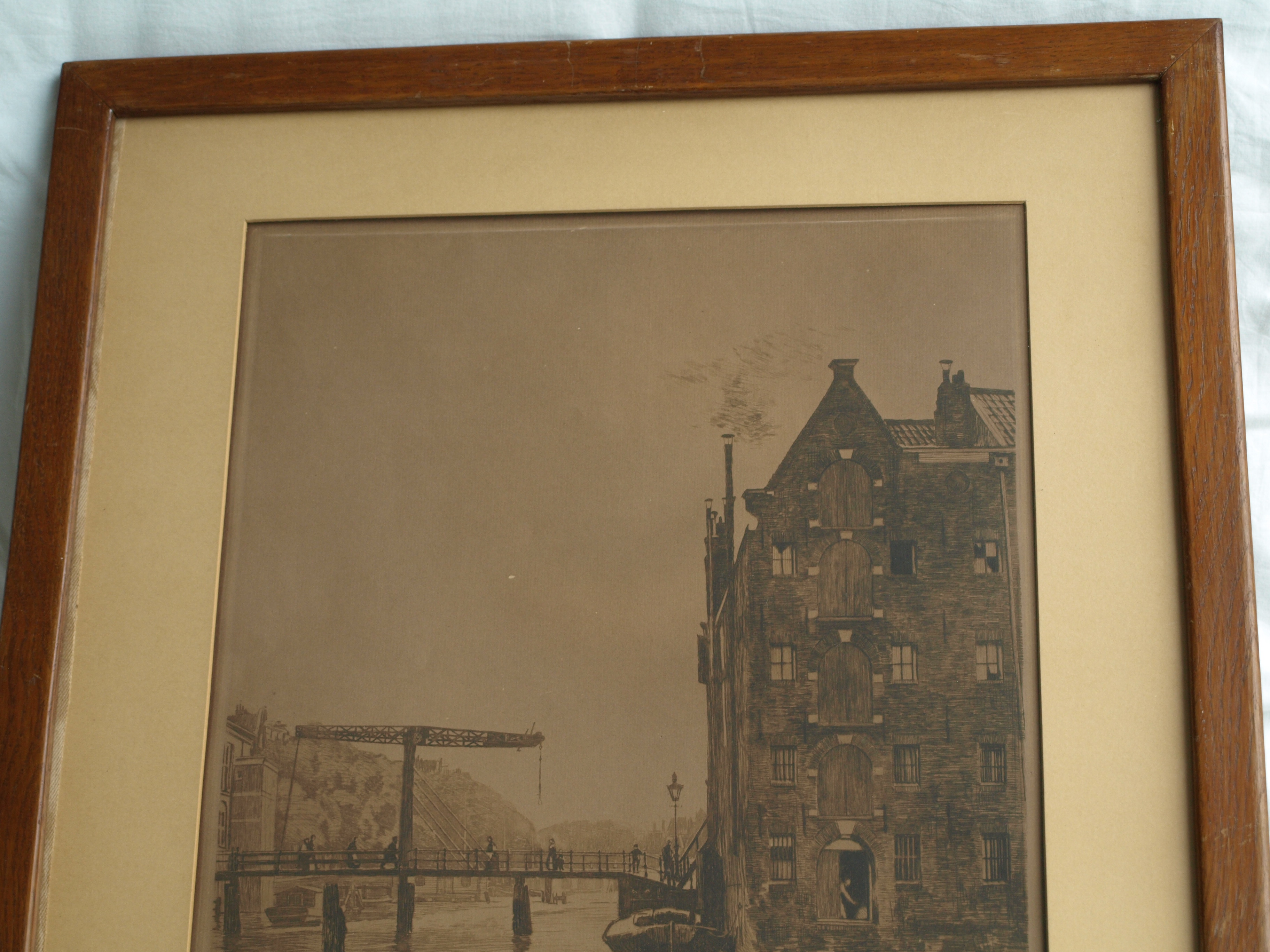 Willem Witsen - Ets – Pakhuizen op Uilenburg, Amsterdam (Uilenburg II) – 1911 - ingelijst kopen? Bied vanaf 275!