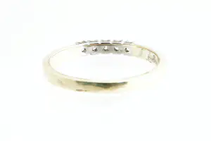 88 - Elegante 14krt bicolor goud & diamanten (0.10ct) rij ring kopen? Bied vanaf 90!