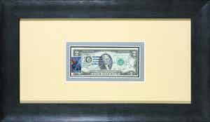 Andy Warhol - Handgesigneerde 2 Dollar Bill - Ingelijst verkocht voor € 1!