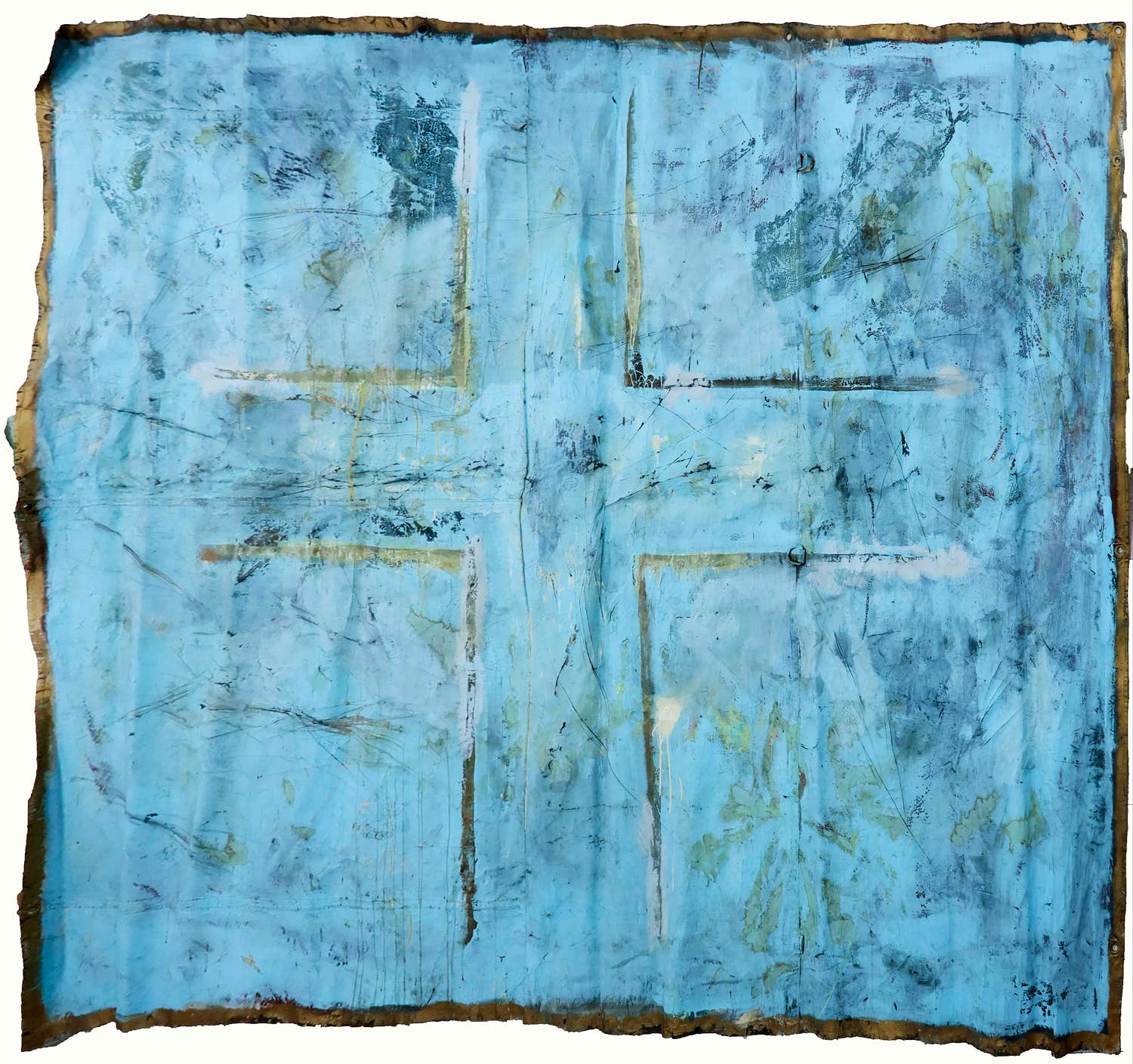 Niet of onleesbaar gesigneerd - Olieverf op industrieel zeil, Vers 4 (Zeer groot) kopen? Bied vanaf 1!