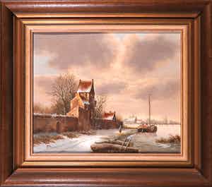 Piet Arends - Olieverf op paneel, Winterlandschap verkocht voor € 50!