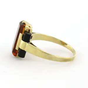 14k geel gouden ring met een Madeira citrien en onyx - 1.9 gram kopen? Bied vanaf 340!
