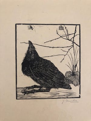 Jan Mankes - Houtsnede kleine kraai kijkend naar mugje - Gesigneerd - 1918 kopen? Bied vanaf 395!
