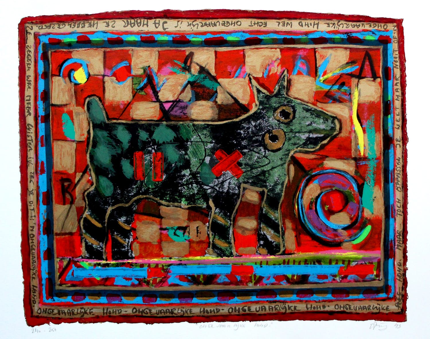 Eric Toebosch - Zeefdruk: "Ongevaarlijke hond" - 1993 verkocht voor € 45!