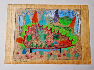 Ruth Fischer - expressionistische pastelkrijt "boslandschap" van Joods Amsterdamse kunstenares kopen? Bied vanaf 58!