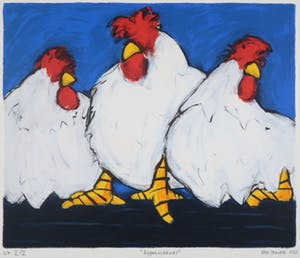 Ellen Meuwese - Zeefdruk, Kippengekeuvel kopen? Bied vanaf 1!