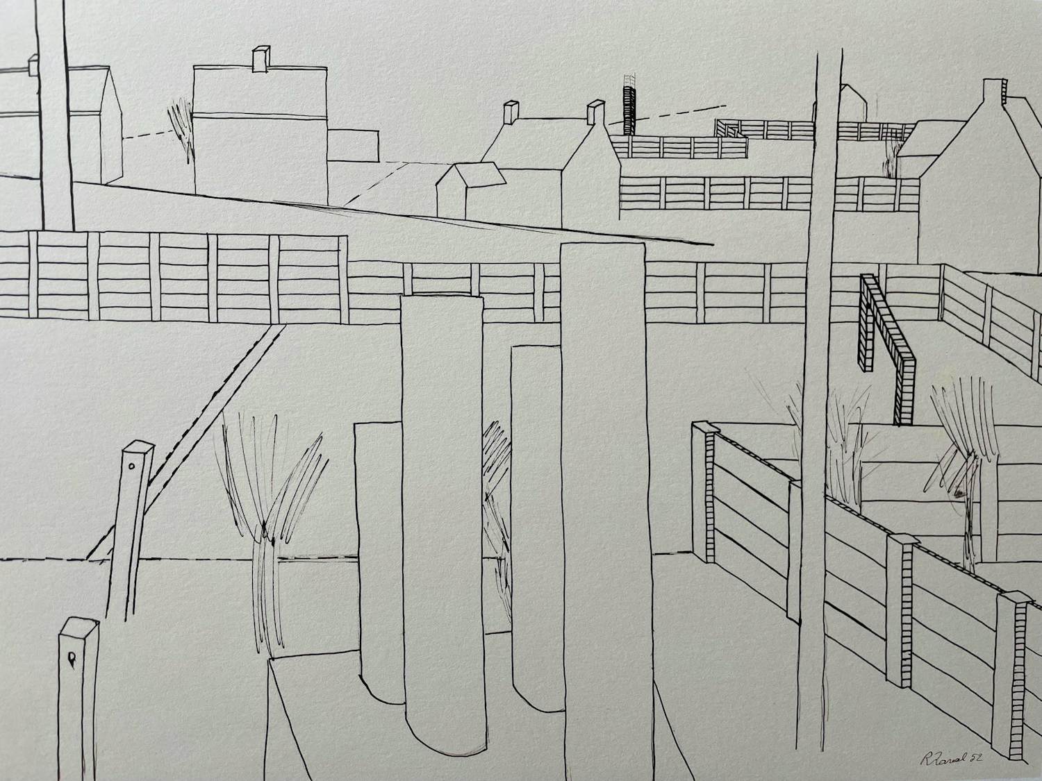 Roger Raveel - 'Grafisch panorama met doel' 1952 verkocht voor € 70!