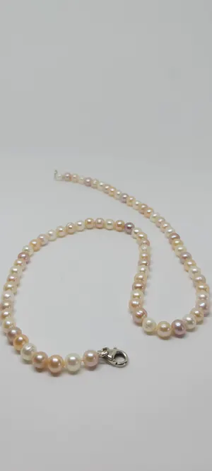 Zoetwaterparel Colier Multicolor Zilver Slot 925, 43cm lang kopen? Bied vanaf 55!