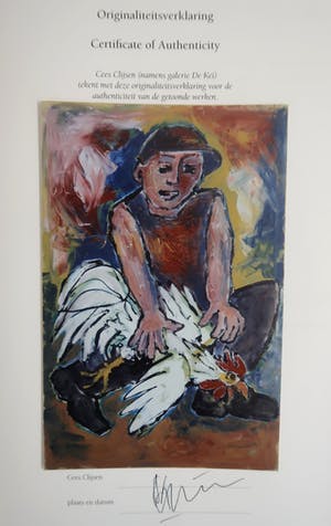 Martin van Wordragen - Olieverf op doek, Hanenvanger - Ingelijst (Groot) kopen? Bied vanaf 250!