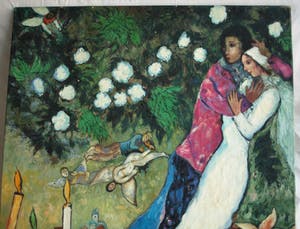 Niet of onleesbaar gesigneerd - (naar) Marc Chagall - Olieverf op doek, “Het bruidspaar” – Donkersloot Gallery kopen? Bied vanaf 1!