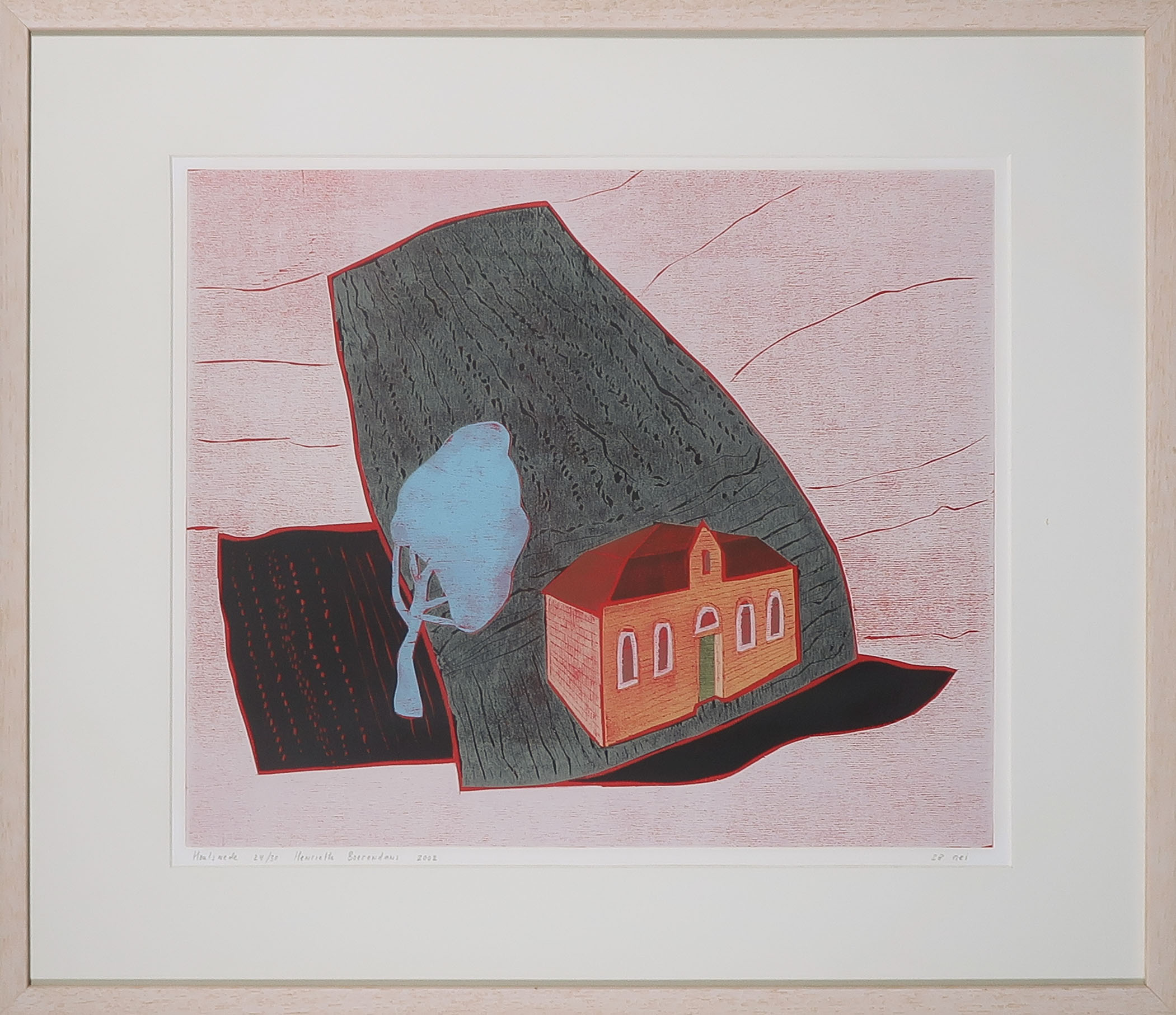 Henriette Boerendans - Houtsnede, 28 mei - Ingelijst verkocht voor € 35!