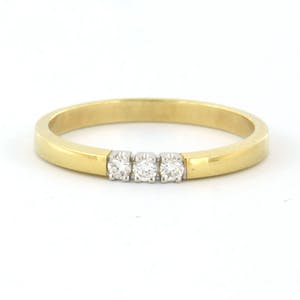 14k gouden ring bezet met briljant geslepen diamant 0,15 ct - F/G - VS/SI kopen? Bied vanaf 160!