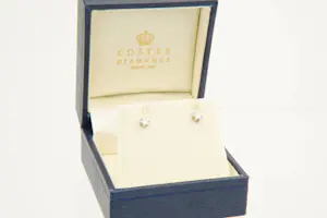 37- Een paar 18krt witgouden oorstekers met diamant ca. 0.10crt briljant. kopen? Bied vanaf 120!